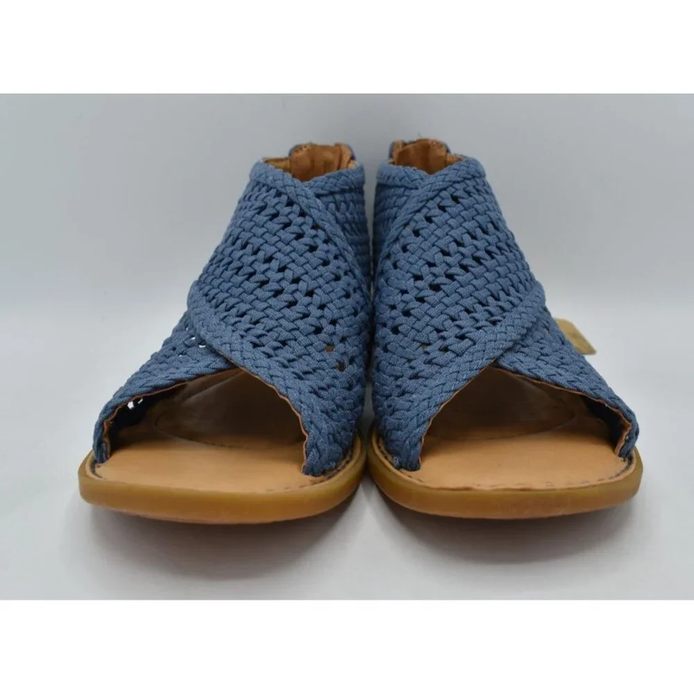 Born Womens Size 7 Iwa Mac Blue Zip Open Toe Sandals Shoes - Picture 6 of 13